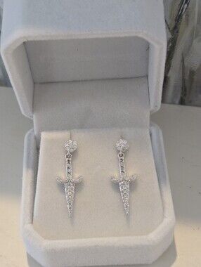 Sword Moissanite 925 Sterling Silver 1 ctw Screwback earrings